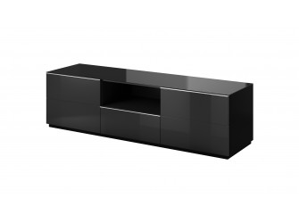 Komoda RTV Helio 2K1S 40 Czarny/Czarne Szkło