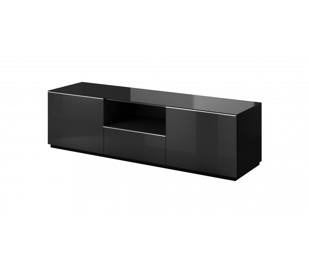 Komoda RTV Helio 2K1S 40 Czarny/Czarne Szkło