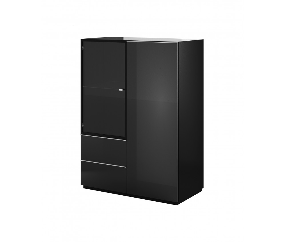 Komoda Helio 2D2S Szkło 44 Czarne/Czarne Szkło