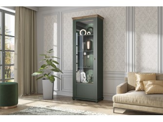 Witryna 1D Evora Lewa Zielony/Dąb Lefkas