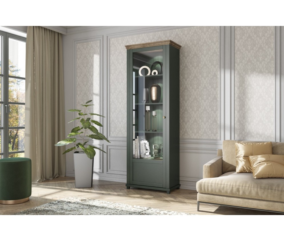 Witryna 1D Evora Lewa Zielony/Dąb Lefkas