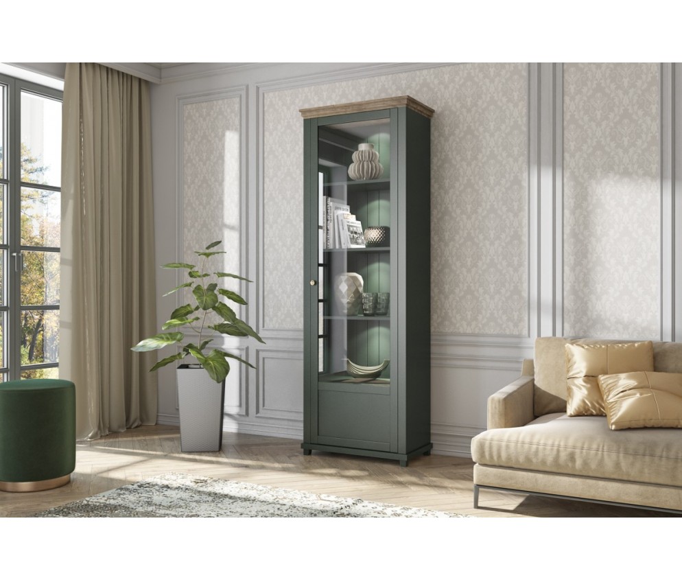 Witryna 1D Evora Prawa Zielony/Dąb Lefkas