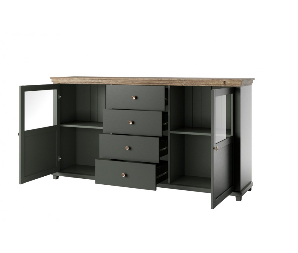 Komoda 2D4S 25 Evora Zielony/Dąb Lefkas