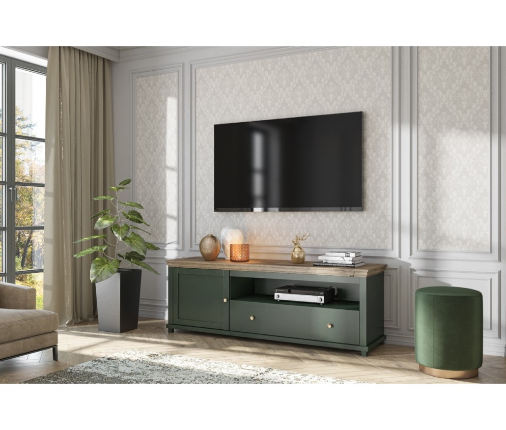 Komoda RTV 1D1S 40 Evora Zielony/Dąb Lefkas