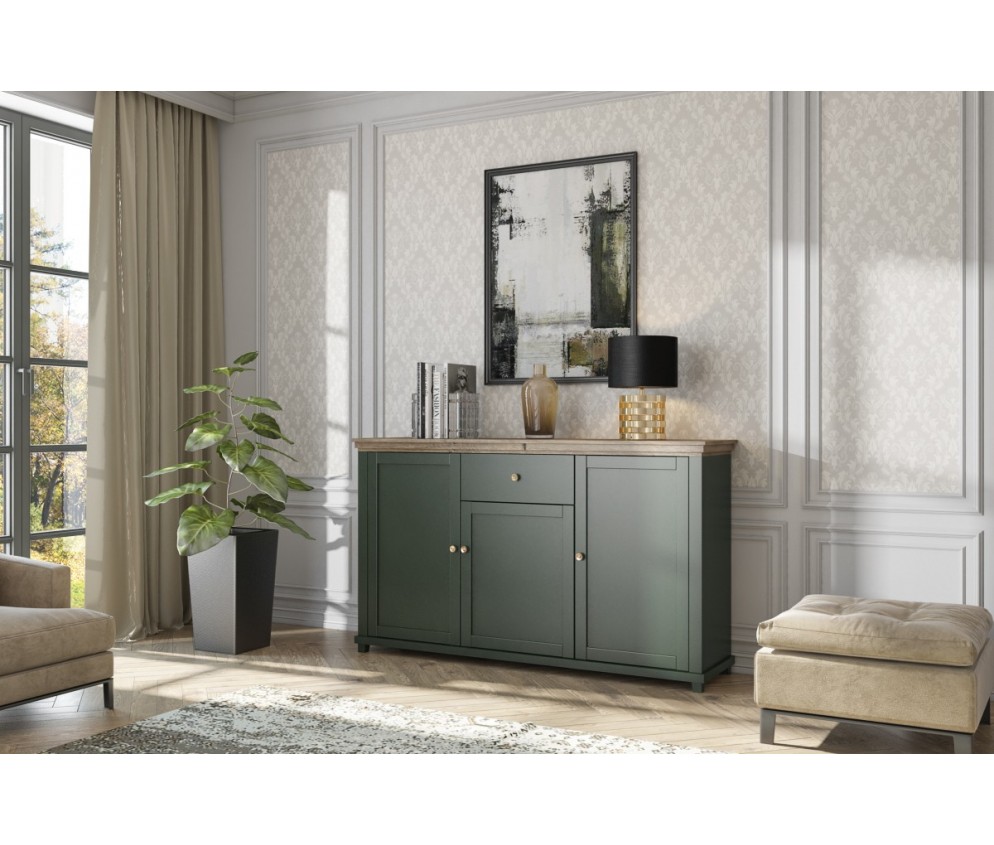 Komoda 3D1S 47 Evora Zielony/Dąb Lefkas