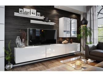 Meblościanka BOXING 1 Biały Połysk/Czarny Połysk