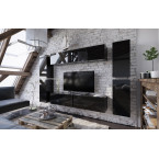 Meblościanka BOXING 2 Biały Połysk/Czarny Połysk