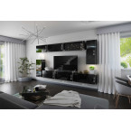 Meblościanka BOXING 3 Biały Połysk/Czarny Połysk