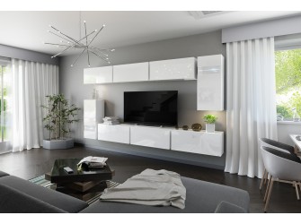 Meblościanka BOXING 3 Biały Połysk/Czarny Połysk