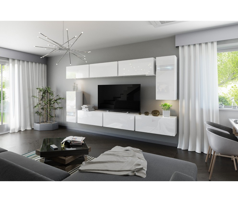 Meblościanka BOXING 3 Biały Połysk/Czarny Połysk