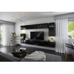 Meblościanka BOXING 3 Biały Połysk/Czarny Połysk