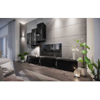 Meblościanka BOXING 5 Biały Połysk/Czarny Połysk