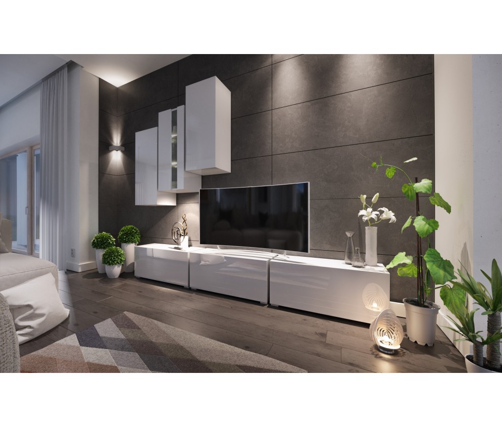 Meblościanka BOXING 5 Biały Połysk/Czarny Połysk