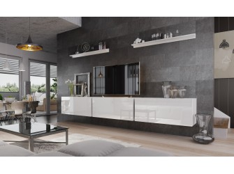 Meblościanka BOXING 6 Biały Połysk/Czarny Połysk