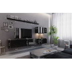 Meblościanka BOXING 7 Biały Połysk/Czarny Połysk