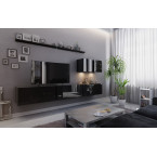 Meblościanka BOXING 7 Biały Połysk/Czarny Połysk