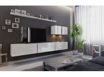 Meblościanka BOXING 7 Biały Połysk/Czarny Połysk