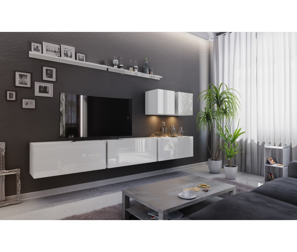 Meblościanka BOXING 7 Biały Połysk/Czarny Połysk