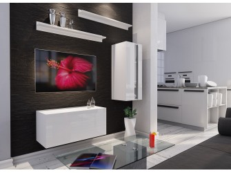 Meblościanka BOXING 11 Biały Połysk/Czarny Połysk