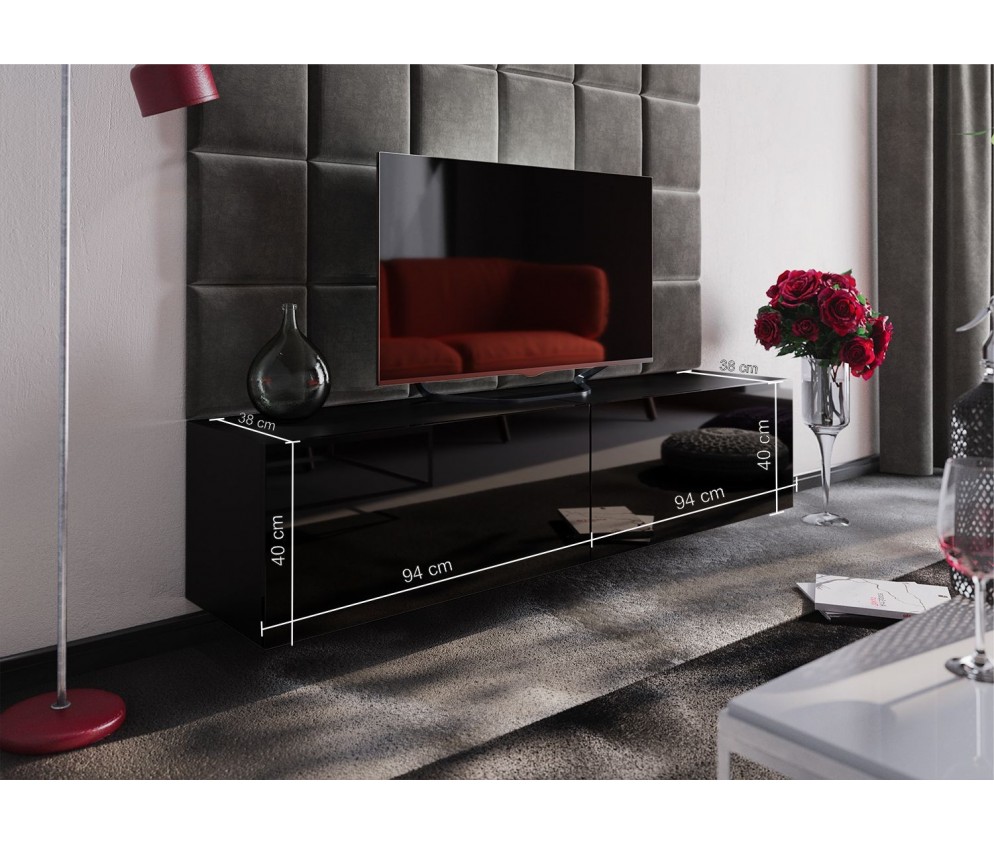 Szafka RTV BOXING 12 Biały Połysk/Czarny Połysk