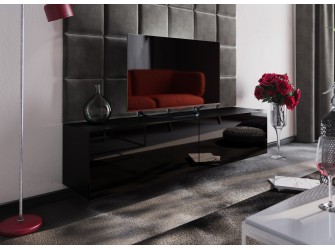 Szafka RTV BOXING 12 Biały Połysk/Czarny Połysk