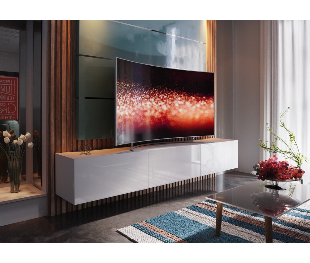 Meblościanka BOXING 14 Biały Połysk/Czarny Połysk