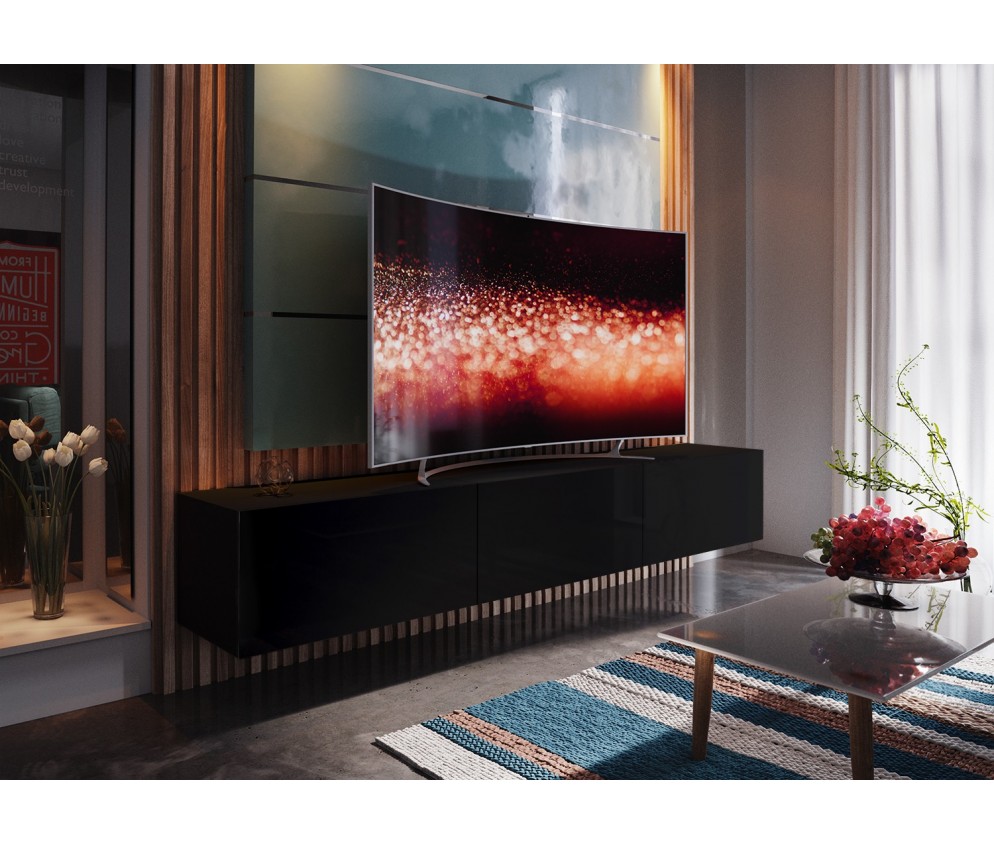 Meblościanka BOXING 14 Biały Połysk/Czarny Połysk