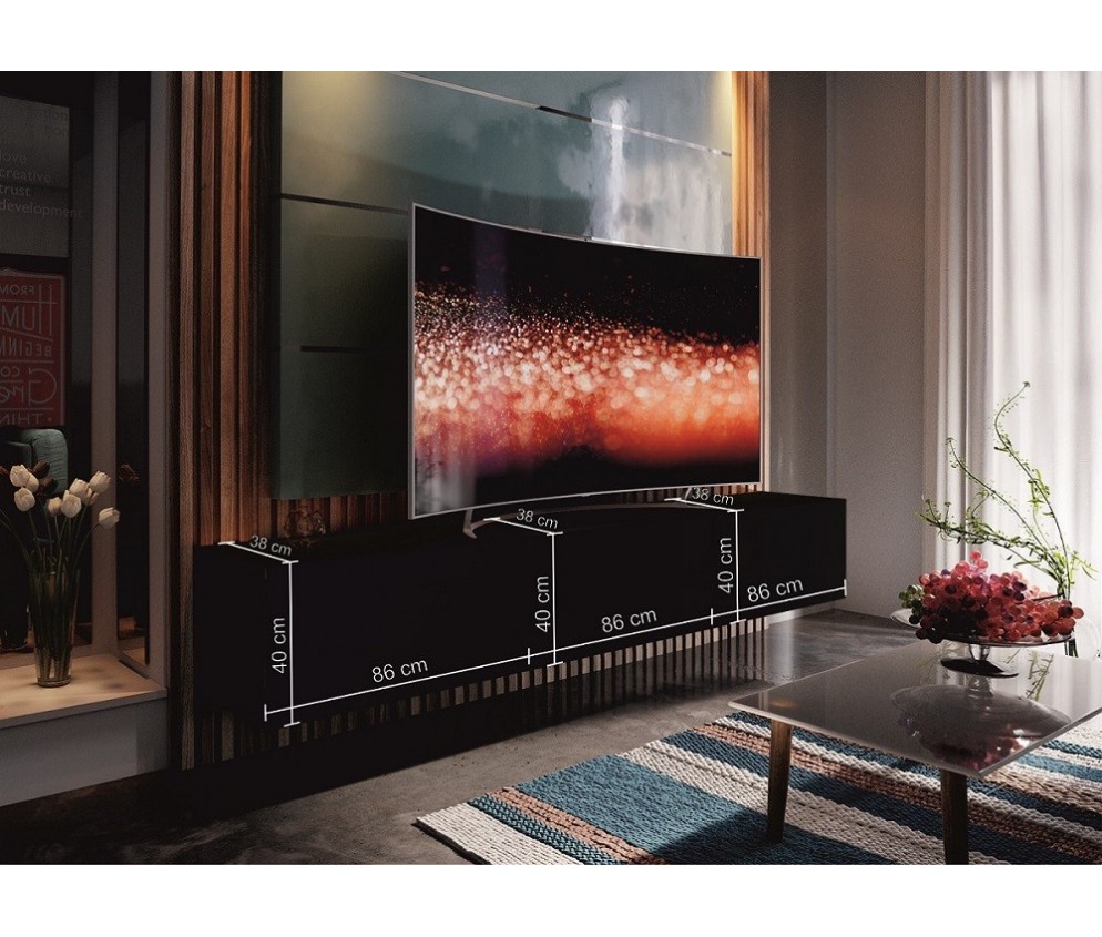 Meblościanka BOXING 14 Biały Połysk/Czarny Połysk