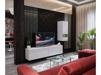 Meblościanka BOXING 15 Biały Połysk/Czarny Połysk