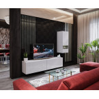 Meblościanka BOXING 15 Biały Połysk/Czarny Połysk