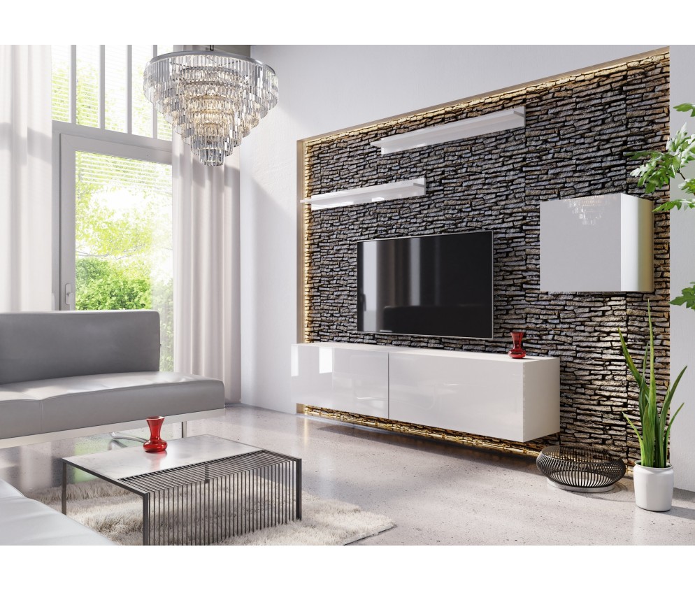 Meblościanka BOXING 16 Biały Połysk/Czarny Połysk