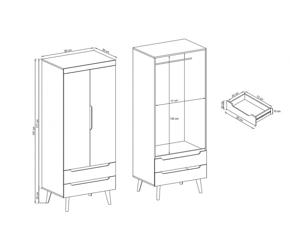 Szafa Norge NSZ80 Biały Połysk