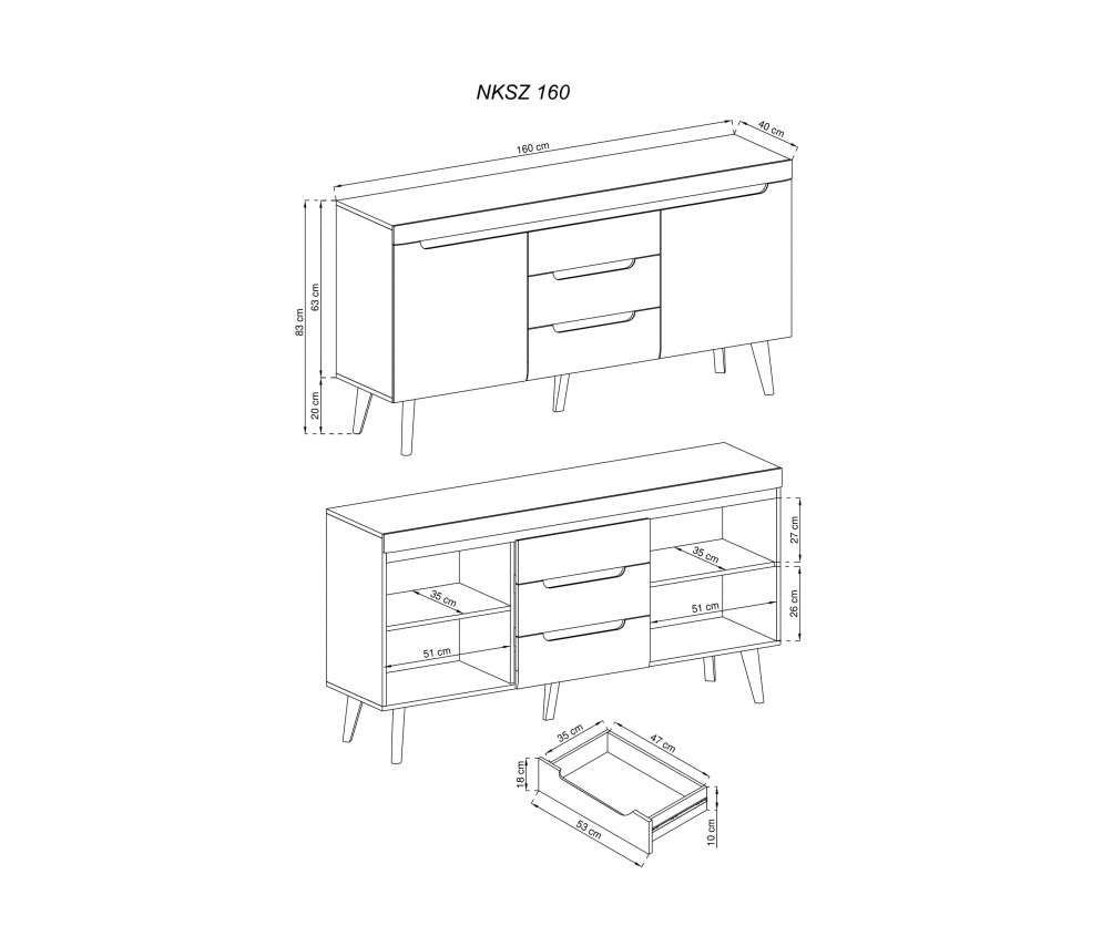 Komoda Norge NKSZ160 Dąb Artisan