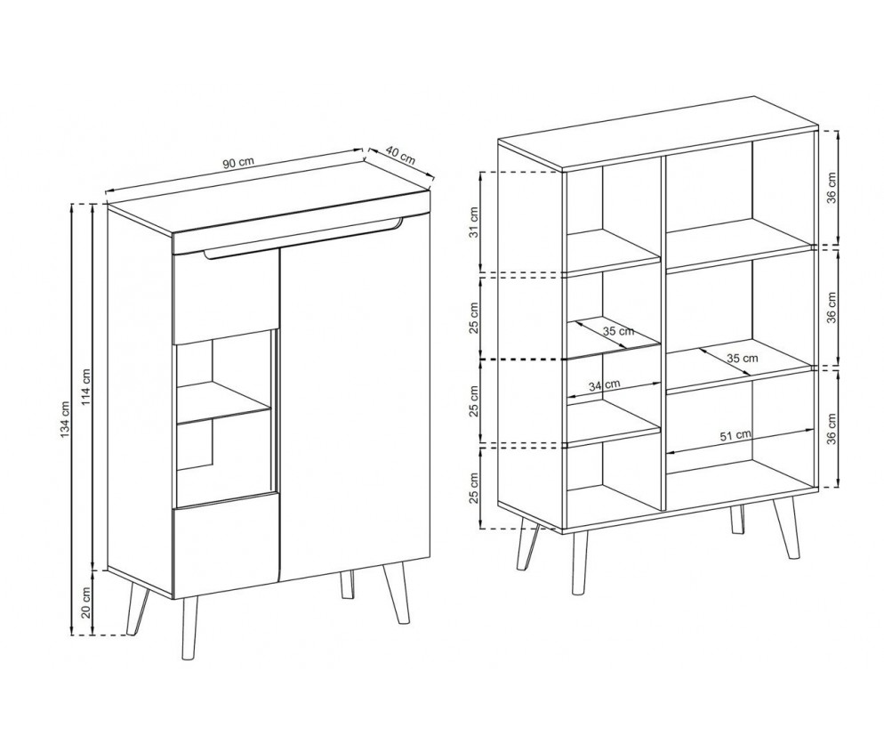 Witryna Norge NWT90 Dąb Artisan