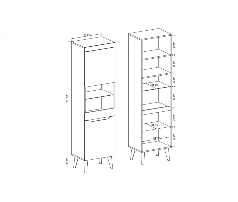 Witryna Norge NWT53 Dąb Artisan