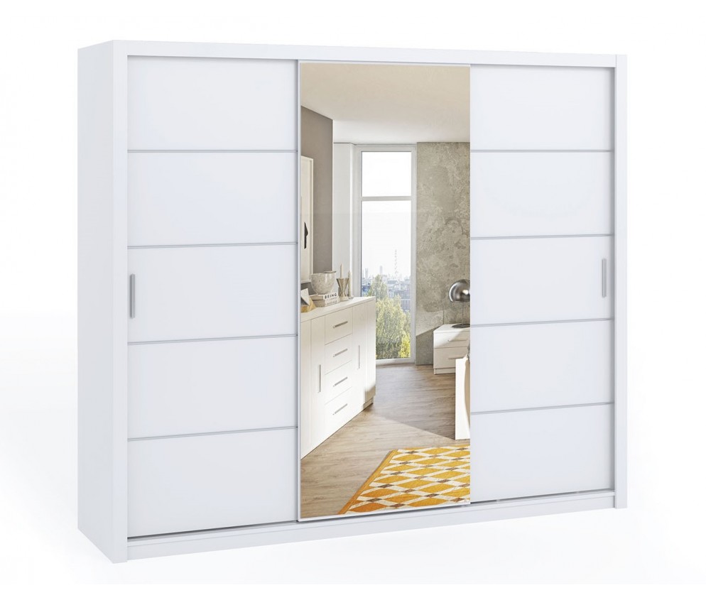 Szafa Przesuwna Lakas 250 Z Lustrem Biała