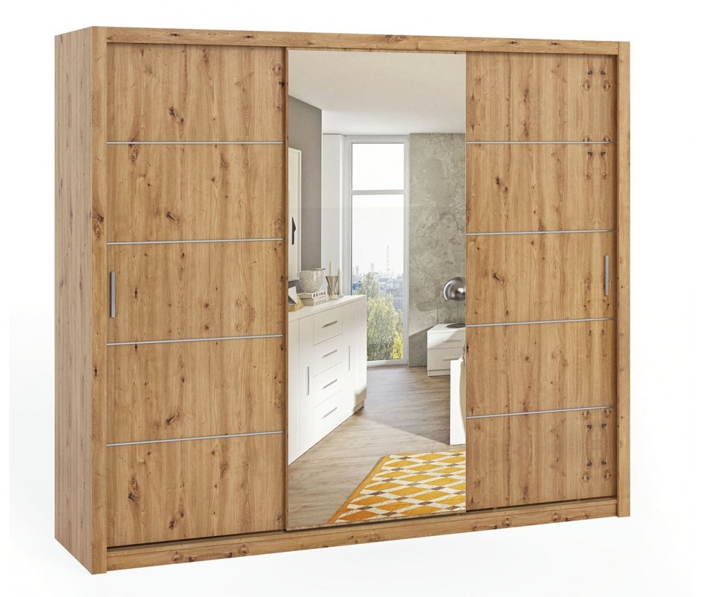 Szafa Przesuwna Lakas 250 Z Lustrem Dąb Artisan