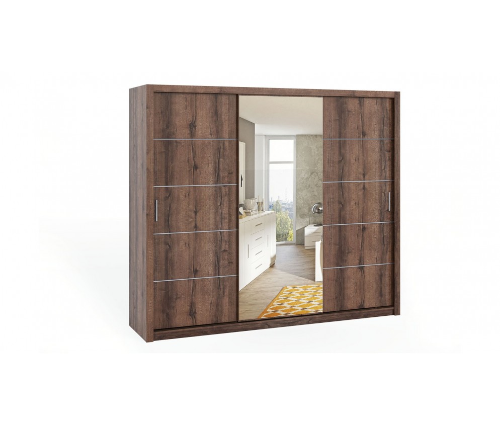 Szafa Przesuwna Lakas 250 Z Lustrem Dąb Monastery