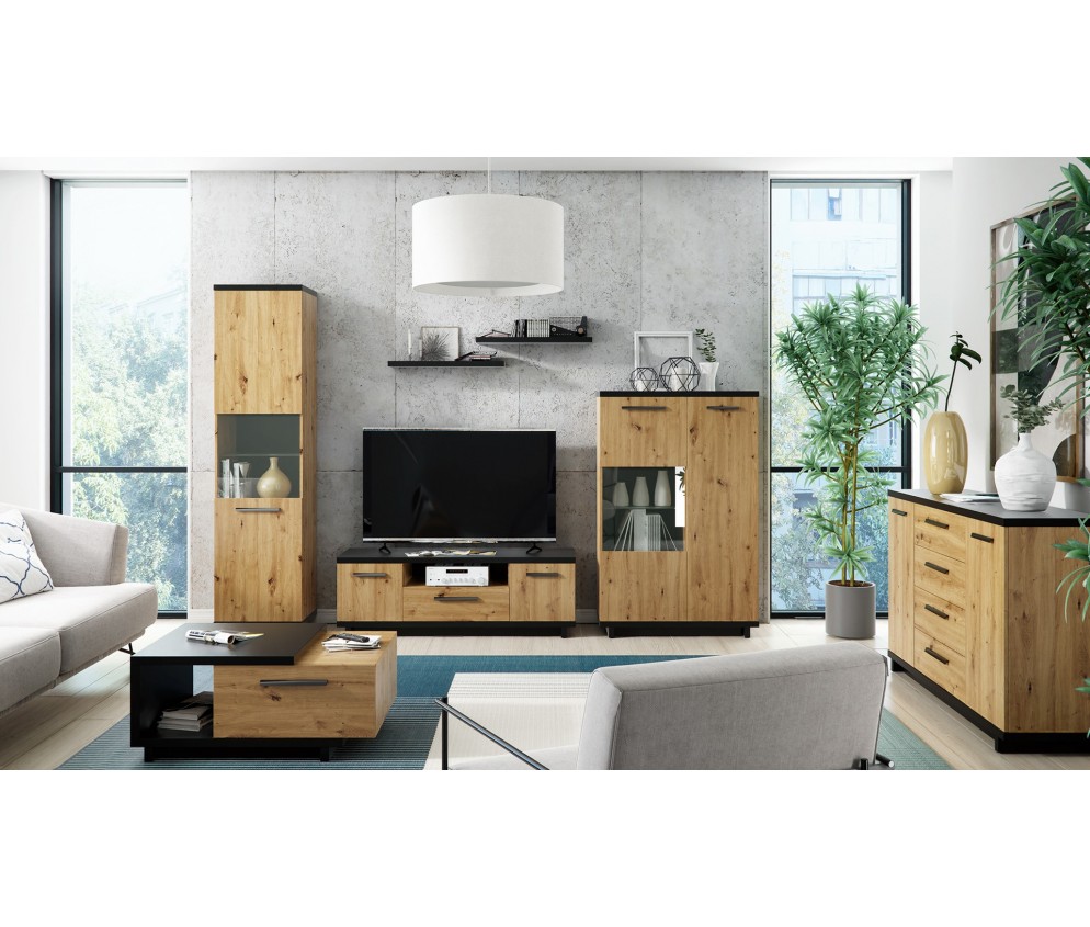 Ława Ive 120 Czarny Mat/Dąb Artisan