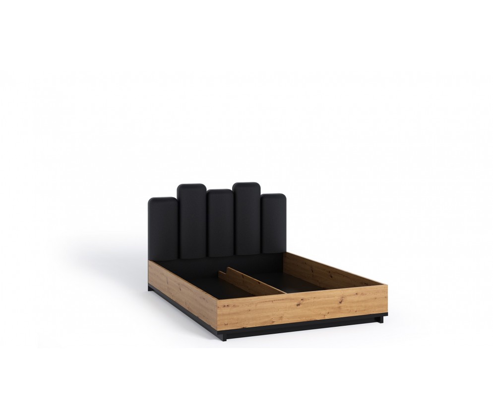 Łóżko Ive 160x200 Czarny Mat/Dąb Artisan