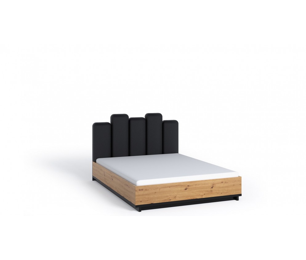Łóżko Ive 160x200 Czarny Mat/Dąb Artisan