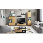 Stolik RTV Ive Czarny Mat/Dąb Artisan