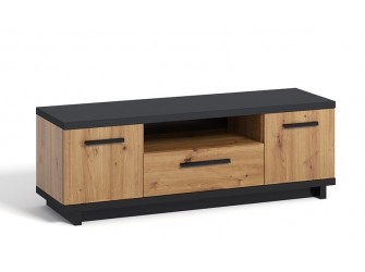 Stolik RTV Ive Czarny Mat/Dąb Artisan