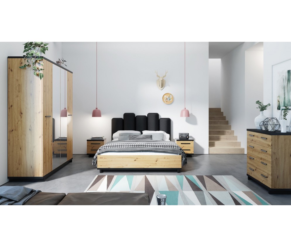 Szafa Ive 2D Czarny Mat/Dąb Artisan