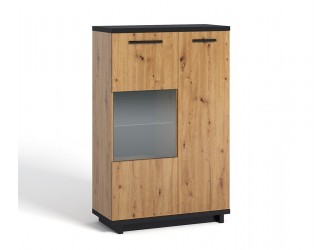 Witryna Ive 90 Czarny Mat/Dąb Artisan