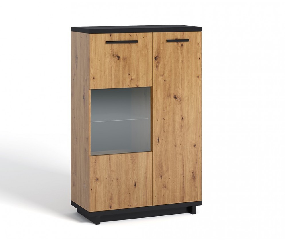 Witryna Ive 90 Czarny Mat/Dąb Artisan
